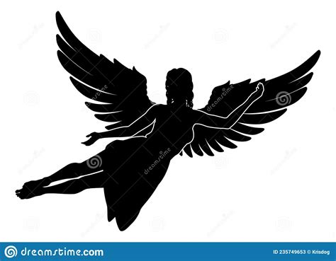 Angel Woman With Wings Silhouette Stock Vector Illustration Of