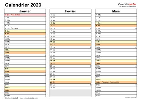 Calendrier 2023 Excel Word Et Pdf Calendarpedia Gambaran