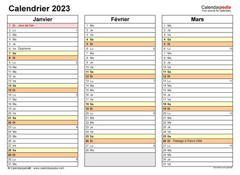 Calendrier 2023 Excel A Telecharger