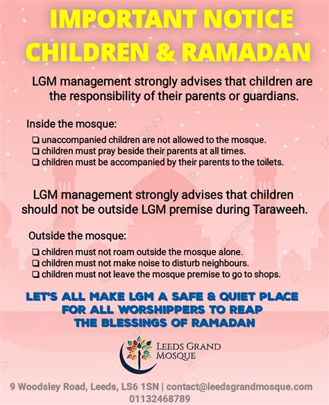 Lgm Ramadan Safety Procedures And Children Sa Leeds Grand Mosque