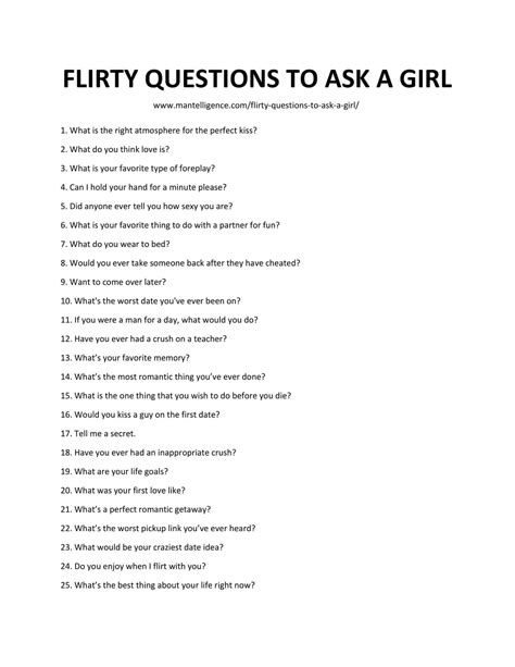 Flirty Questions To Ask A Girl The Only List You Need Flirty