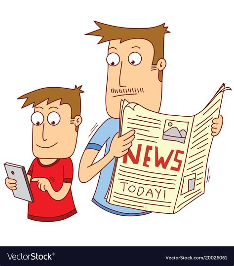 My Father Reading News Paper Royalty Free Vector Image