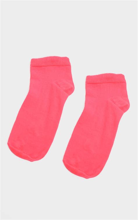 Neon Pink Ankle Socks Accessories Prettylittlething