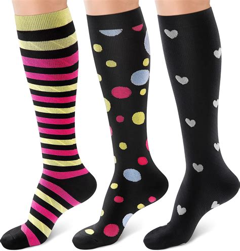 Cambivo 3 Pairs Compression Socks20 30 Mmhg For Women And Men Stocking For Swelling Running