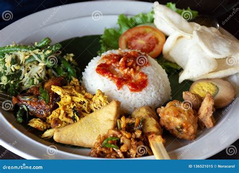 Nasi Campur Bebek Goreng Or Also Known As Mixed Rice With Duck Meat
