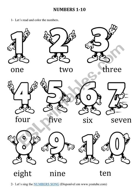 Numbers 1 10 Esl Worksheet By Wonderfulteacher
