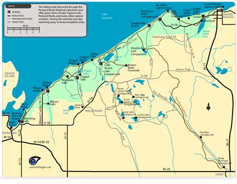 Pictured Rocks National Lakeshore Map Pictured Rocks National