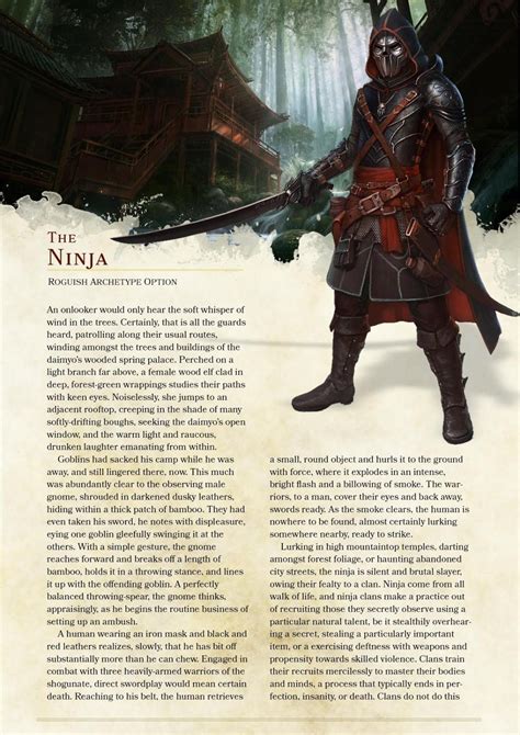 DnD E Homebrew Ninja Rogue By The Singular Anyone Dnd E Homebrew Dungeons And Dragons
