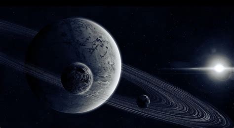 Grey Planet Wallpaper Planet Ring Star Light Space Hd Wallpaper
