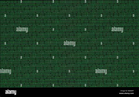 Binary Numbers Zeros And Ones In Green On A Black Computer Monitor