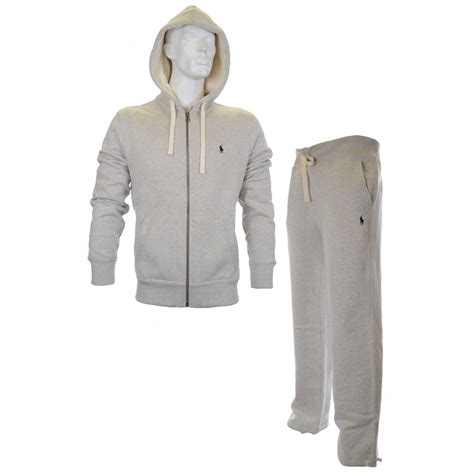 Polo Ralph Lauren Zippered Fleece Hooded Grey Full Tracksuit Clothing