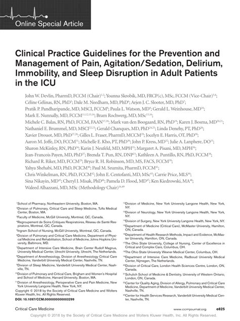 PDF Clinical Practice Guidelines For The Prevention And Management Of Pain Agitation Sedation