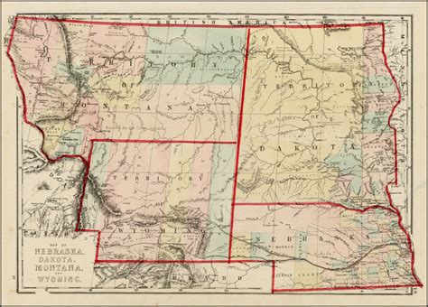 Map Of Nebraska Dakota Montana And Wyoming Barry Lawrence Ruderman