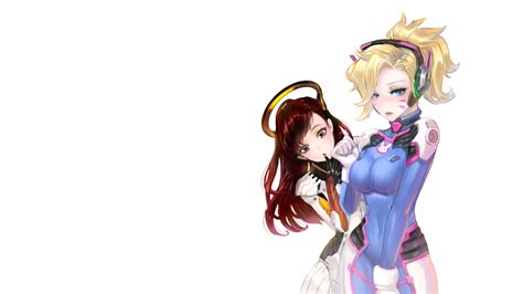 Two Female Anime Characters Video Games Overwatch Dva