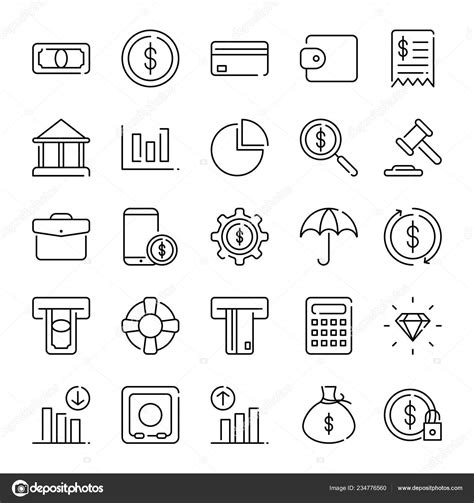 Finance Icons Pack Isolated Symbols Collection Stock Vector By ©ware