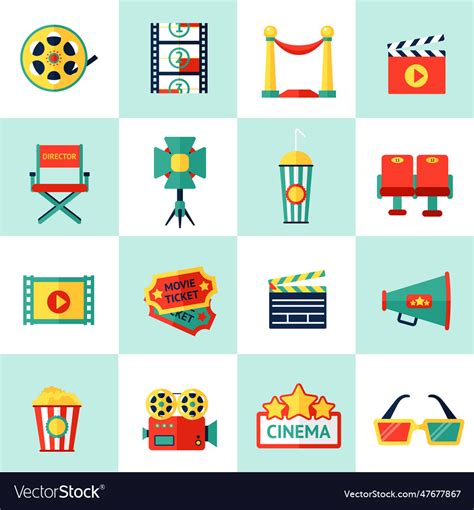 Cinema Icon Set Royalty Free Vector Image Vectorstock