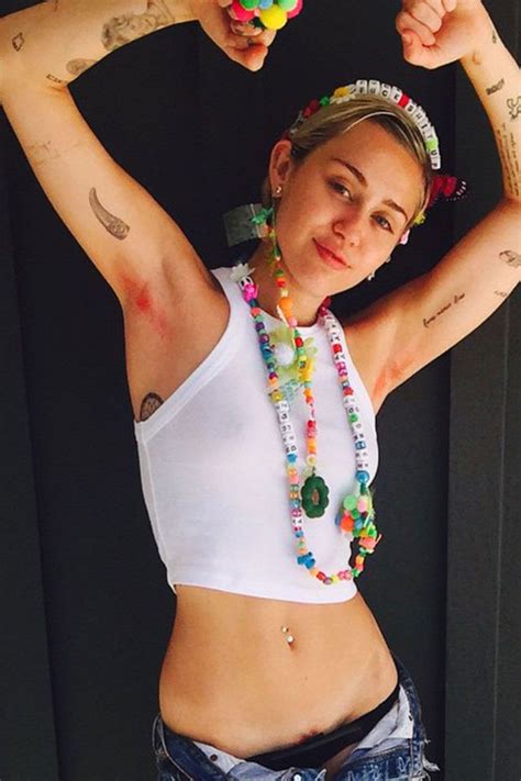 Celebrities Doing Things Dyed Armpit Hair Miley Cyrus Hair Women