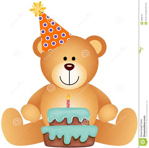 Teddy Bear With Birthday Cake Royalty Free Stock