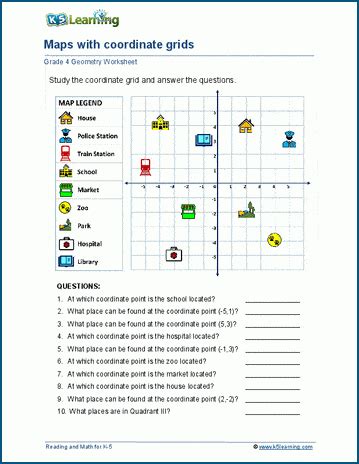 Maps With Coordinate Grids Worksheets K Learning