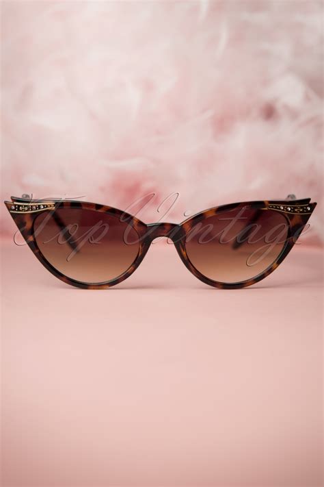 50s vintage cat eye diamond sunglasses in tortoise