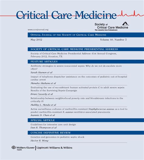 Guidelines For Intensive Care Unit Design Critical Care Medicine
