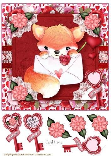 Valentine Animal Fox Card Front 4 Cup10211271784 Craftsuprint