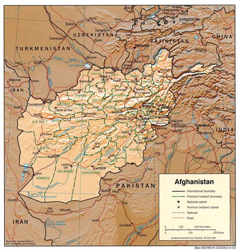 Detailed Relief And Administrative Map Of Afghanistan Afghanistan