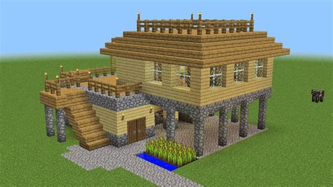 It has a balcony with a small field, 2 floors, a stable for animals, a marketstand and everything else you need in minecraft! minecraft survival ideas - Google Search | Minecraft barn, Minecraft build house, Minecraft ...
