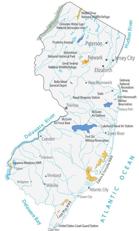 New Jersey Lakes And Rivers Map Gis Geography