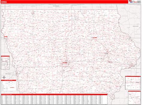 Iowa Zip Code Wall Map Red Line Style By Marketmaps