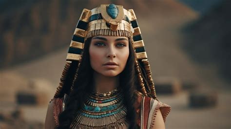 premium photo generative ai depicts queen cleopatra in the egyptian style standing next to