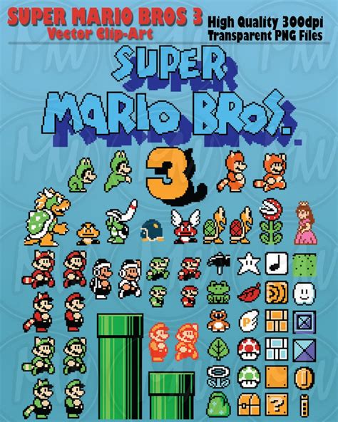 Super Mario Bros 3 Clipart Mario Pixels 8 Bits Vecteur Etsy France