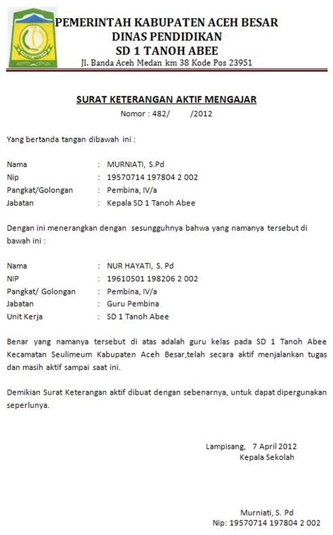 Contoh Surat Keterangan Mengajar Dari Kepala Sekolah Doc - Kumpulan