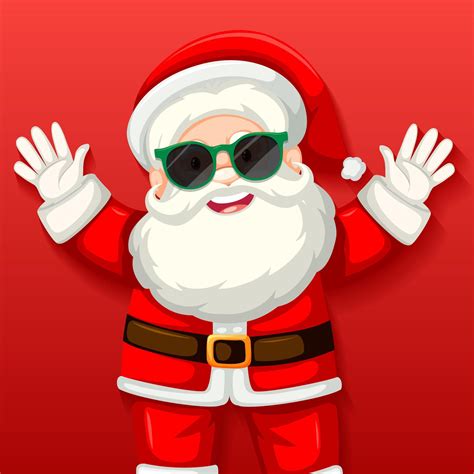 cute santa claus wearing sunglasses cartoon character on red background 1482444 vector art at