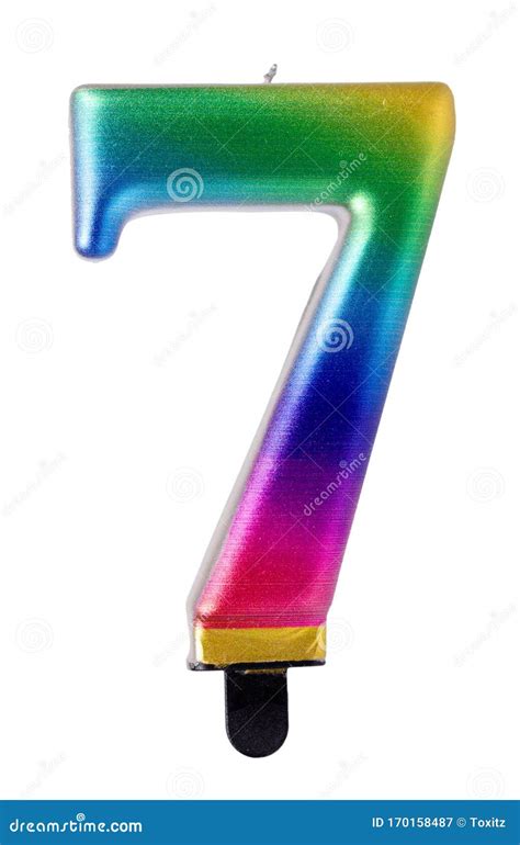 Number 7 Candle Rainbow Colored For Birthday Cake Stock Image Image