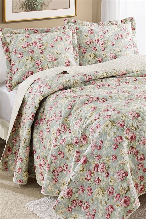 Bloomsbury Aqua Cotton Reversible Quilt Blue Quilt Sets Bedding