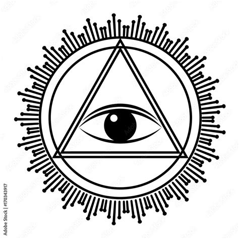 Eye Of Providence Sign All Seeing Eye In Triangle Pyramid Vector Illustration Stock Vector