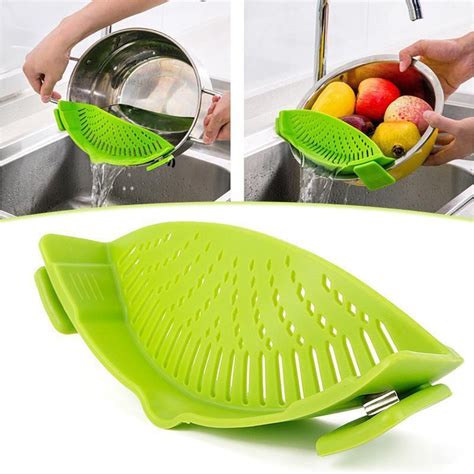 Cheap Peigu New Silicone Pan Strainer Snapn Strain Clip On Pasta Food