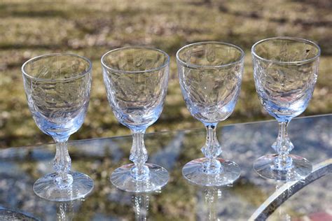 Vintage Crystal Bubble Stem Wine Glasses Set Of 4 Tiffin Franciscan