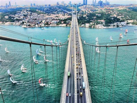 The Bosphorus Bridge In Istanbul Turkey Is One Of Two Bridges Spanning