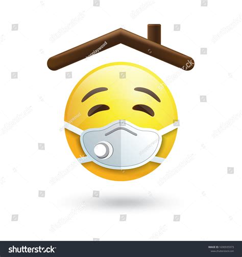 Stay Home Sticker Emoji House Roof Stock Vector Royalty Free 1690935973