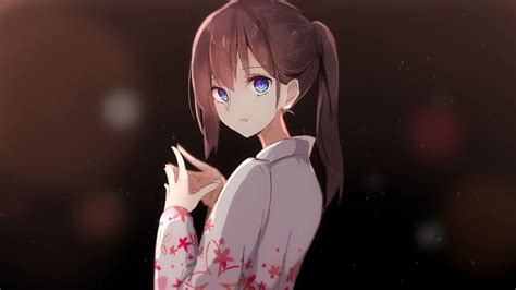 Anime Girl With Dark Brown Hair And Blue Eyes