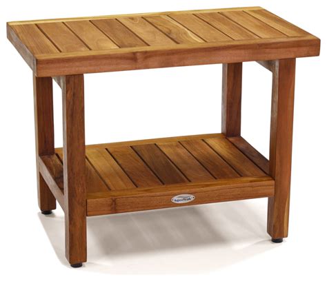 The Original 24 Spa™ Teak Shower Bench With Shelf Traditional Shower Benches And Seats By