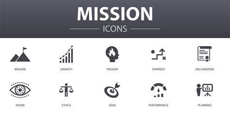 Mission Simple Concept Icons Set Contains Such Icons As Growth Passion