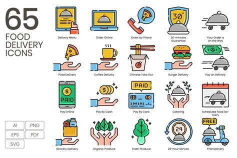 65 Food Delivery Icons Aesthetics Food Illustrations Creative Market