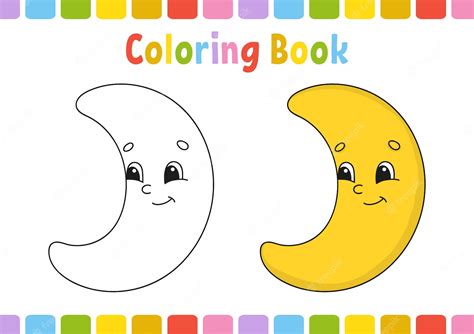 Premium Vector Moon Coloring Book For Kids Cheerful Character