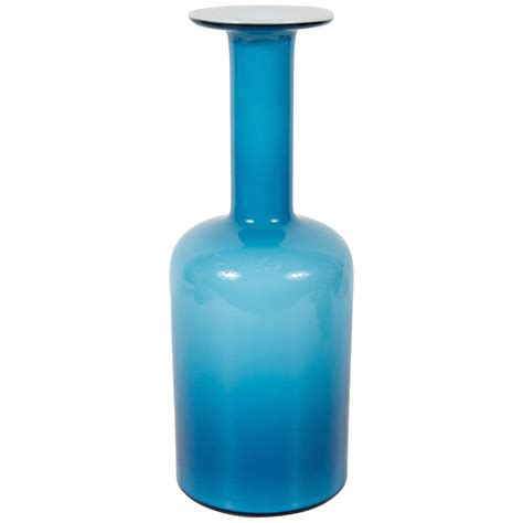 Mid Century Modernist Turquoise Glass Vase By Otto Brauer For Holmegaard At 1stdibs