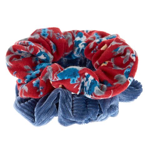 Small Floral Velvet Hair Scrunchies Red 2 Pack Claires