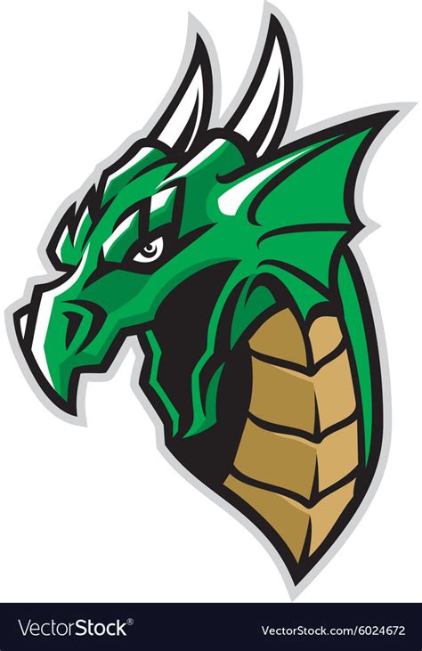 Green Dragon Head Mascot Royalty Free Vector Image