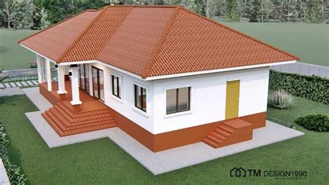 Contemporary Bungalow With Three Bedrooms And L Shape Veranda House